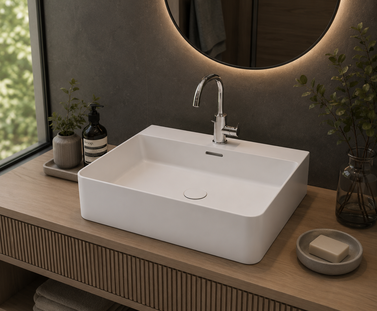 Lavabo porcelana sobre encimera EUME