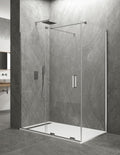 Eckduschkabine 1+1 mit festem Seitenteil KERES, ohne untere oder obere Profile, 8 mm Glas