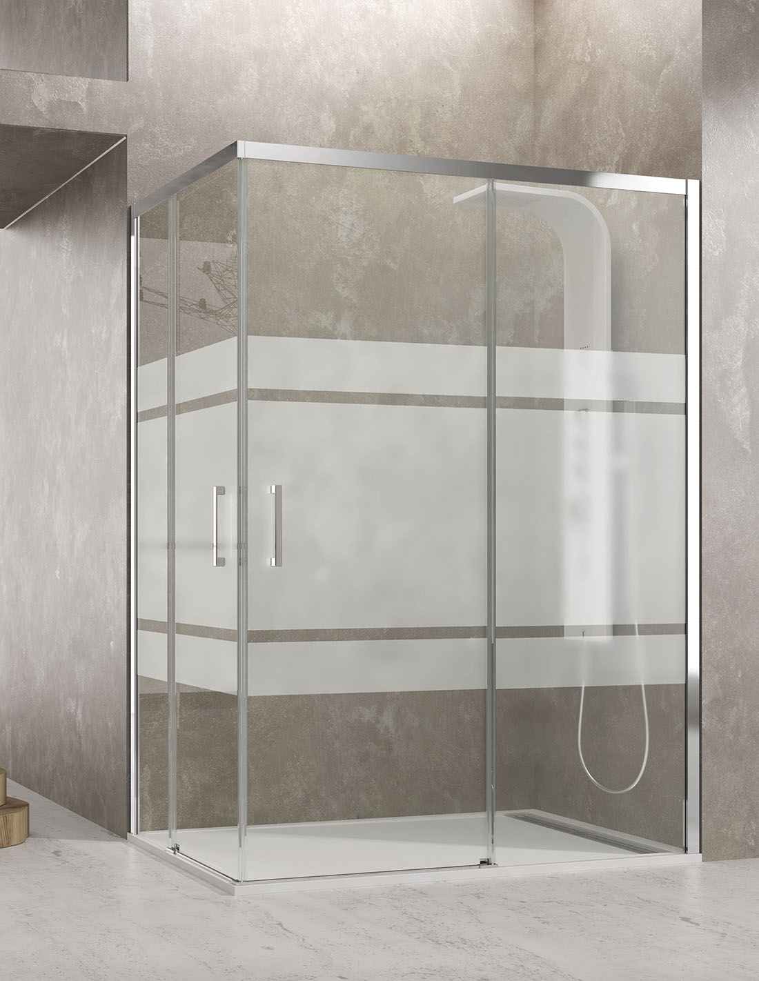 Eckduschkabine CEOS 2+2 ohne unteres Profil, 70 x 70 cm, klares Glas