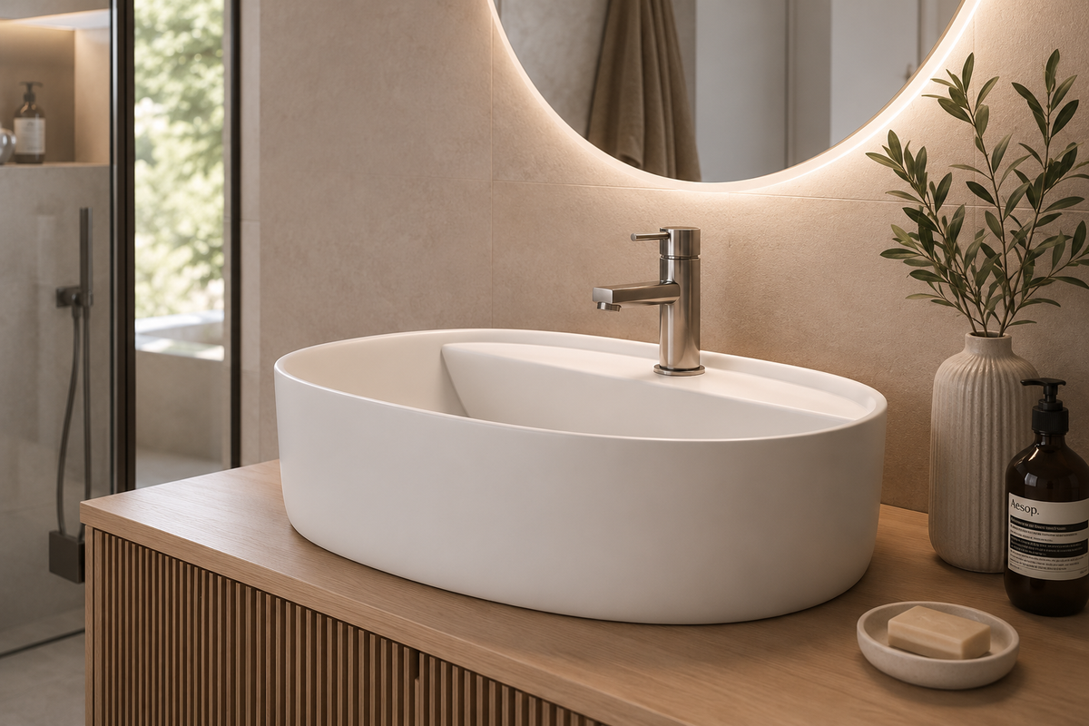 Lavabo porcelana sobre encimera FURNAS