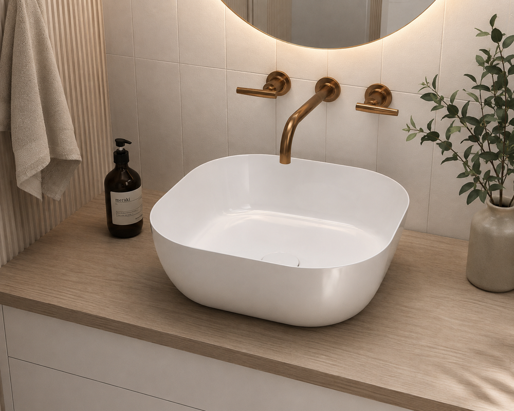 Lavabo porcelana sobre encimera OBI