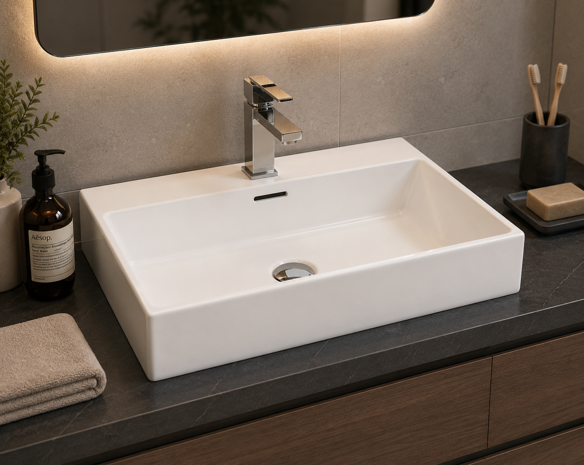 Lavabo porcelana sobre encimera LEO